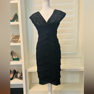 Classic Black Tiered Sheath Dress